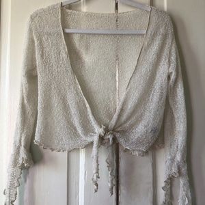Cute Crop Top Knit Tie Cream